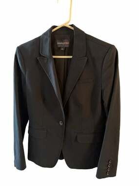 Banana Republic Womens Black Single Button Blazer Jacket Size 8